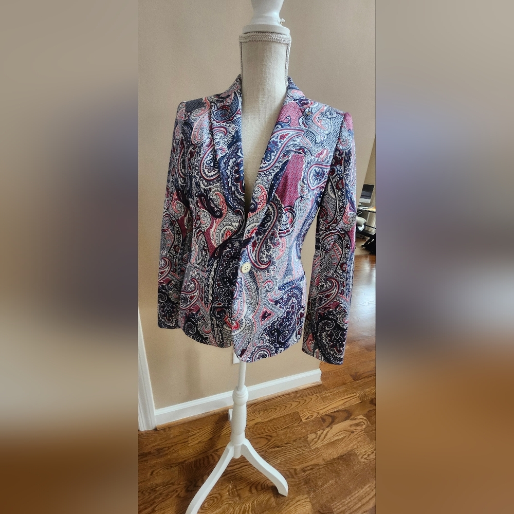 Tommy Hilfiger Pink and Blue Blazer Vibrant Abstract Design